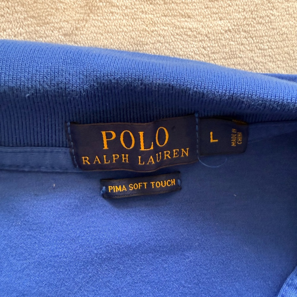 Polo Ralph Lauren Pima Cotton Soft Touch Blue Color Pony Shirt Sz: L - Picture 2 of 2